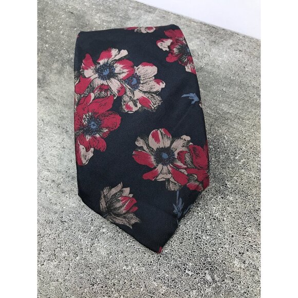 Oscar de la Renta Other - Oscar De La Renta Couture Silk Tie Castner Knott Burgendy with Navy Floral